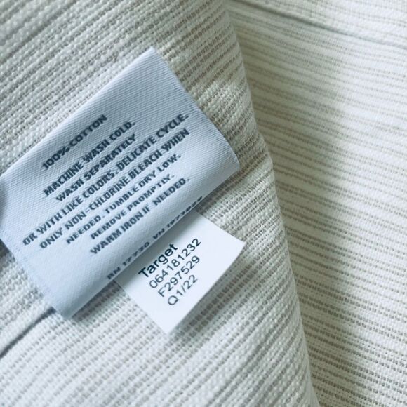 Threshold Neutral Tan Stripe Textured Fabric Shower Curtain - Picture 4 of 4